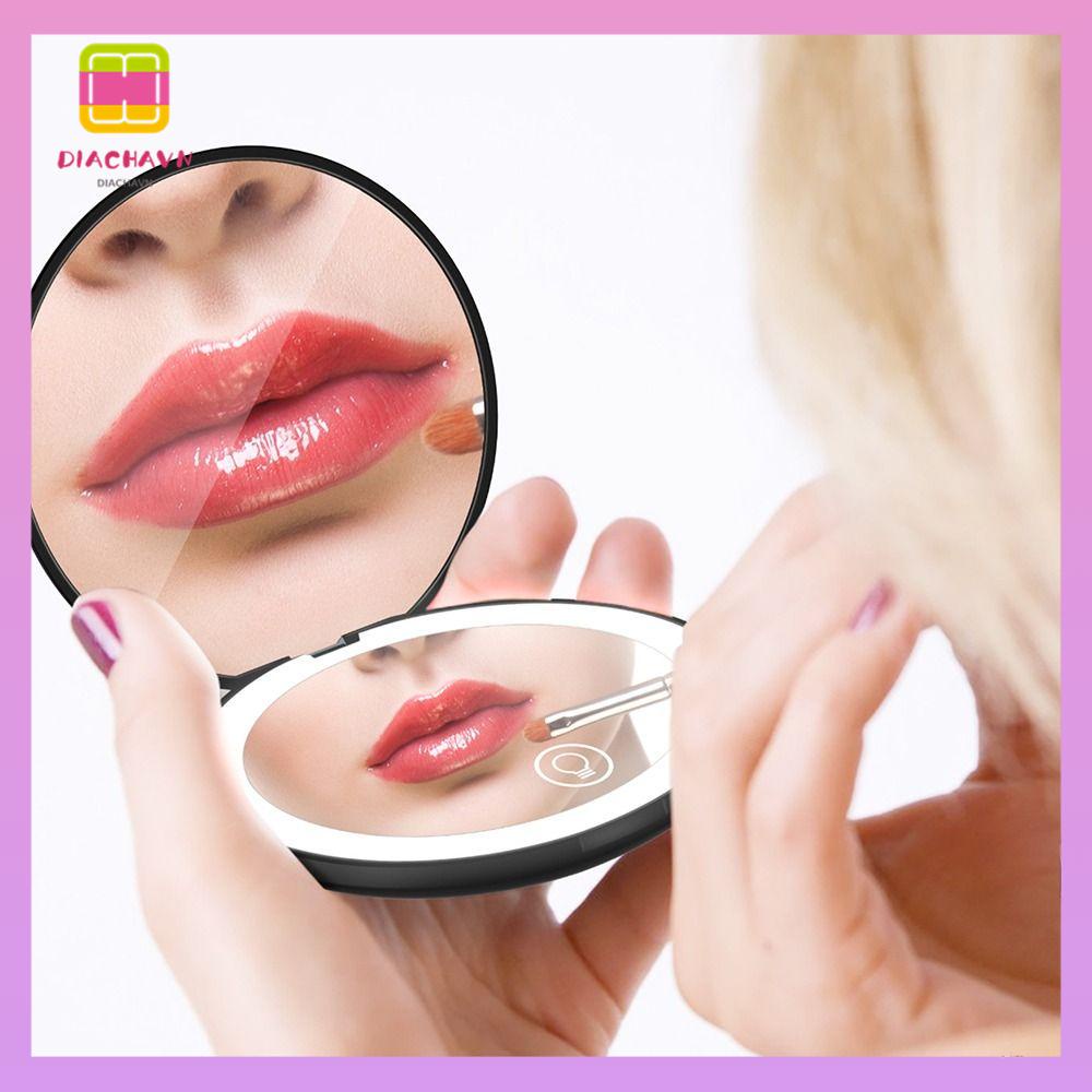 Gương Trang Điểm Phóng Đại 1x / 10x 2x Có Đèn Led Có Thể Sạc Lại Bỏ Túi Tiện Dụng