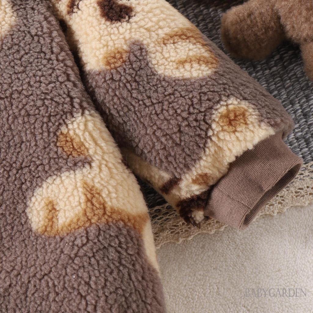 Bộ Áo Liền Quần Tay Dài In Hình Gấu Hoạt Hình Giữ Ấm Dành Cho Trẻ Em 0-132 Tháng Tuổi