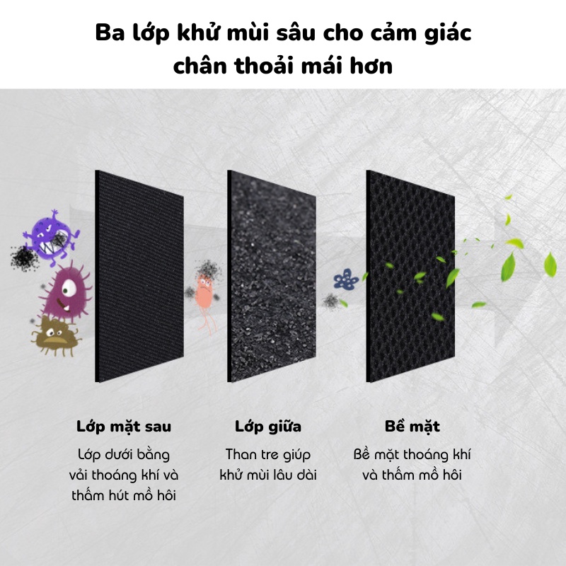 Lót giày khử mùi than tre hút mồ hôi, thoáng khí khử mùi hôi hiệu quả - KMG