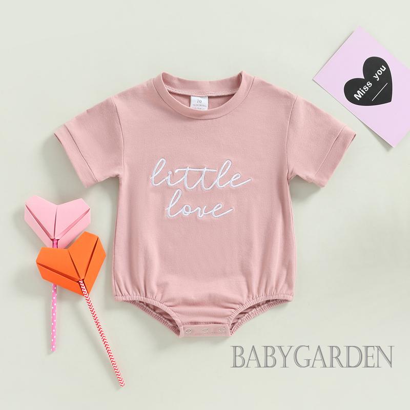 Áo Liền Quần Ngắn Tay Thêu Chữ Cho Bé 0-18 Tháng Tuổi