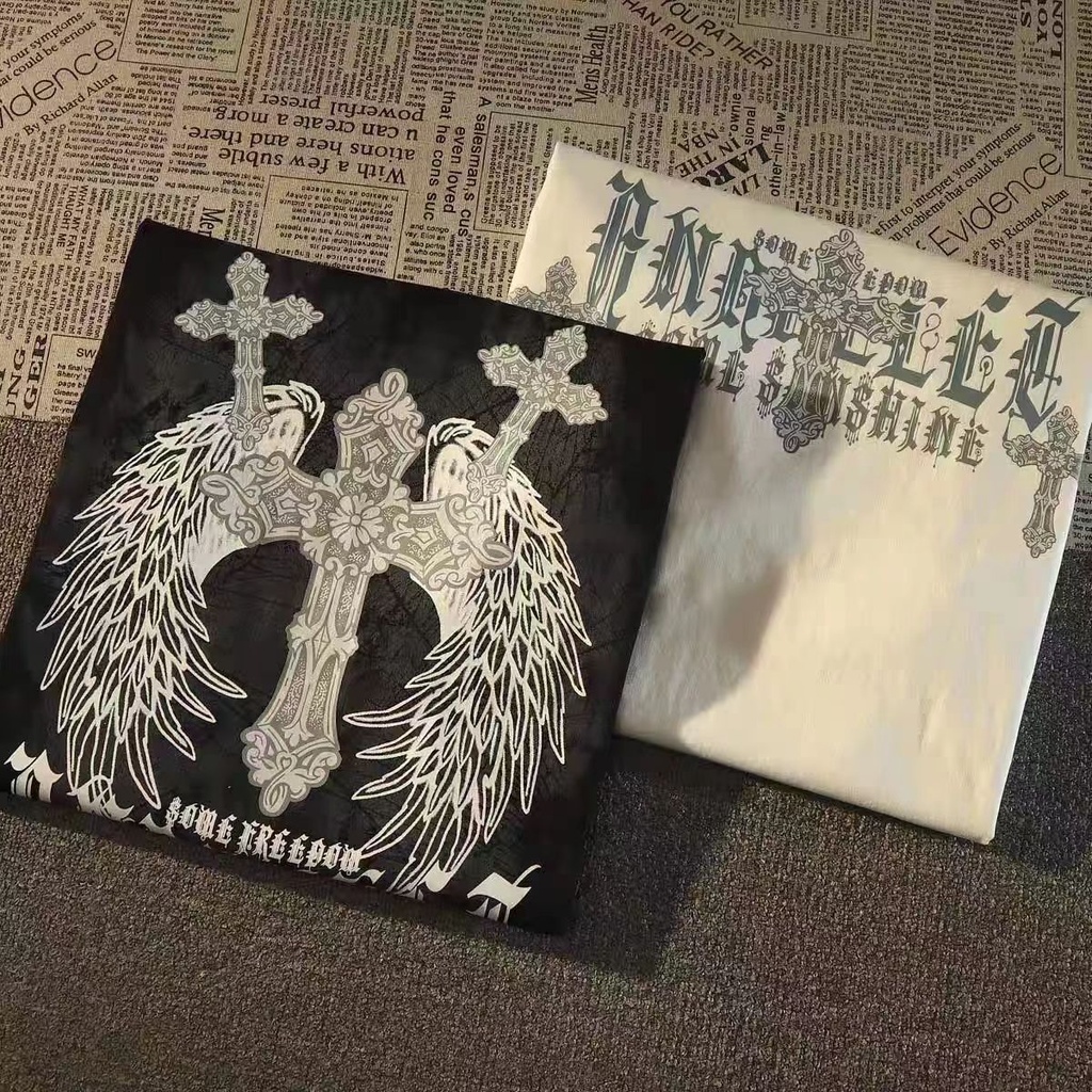 Áo Thun Tay Ngắn In Hình Đôi Cánh Phong Cách Hip Hop Thời Trang Mùa Hè 2023 Cho Nam