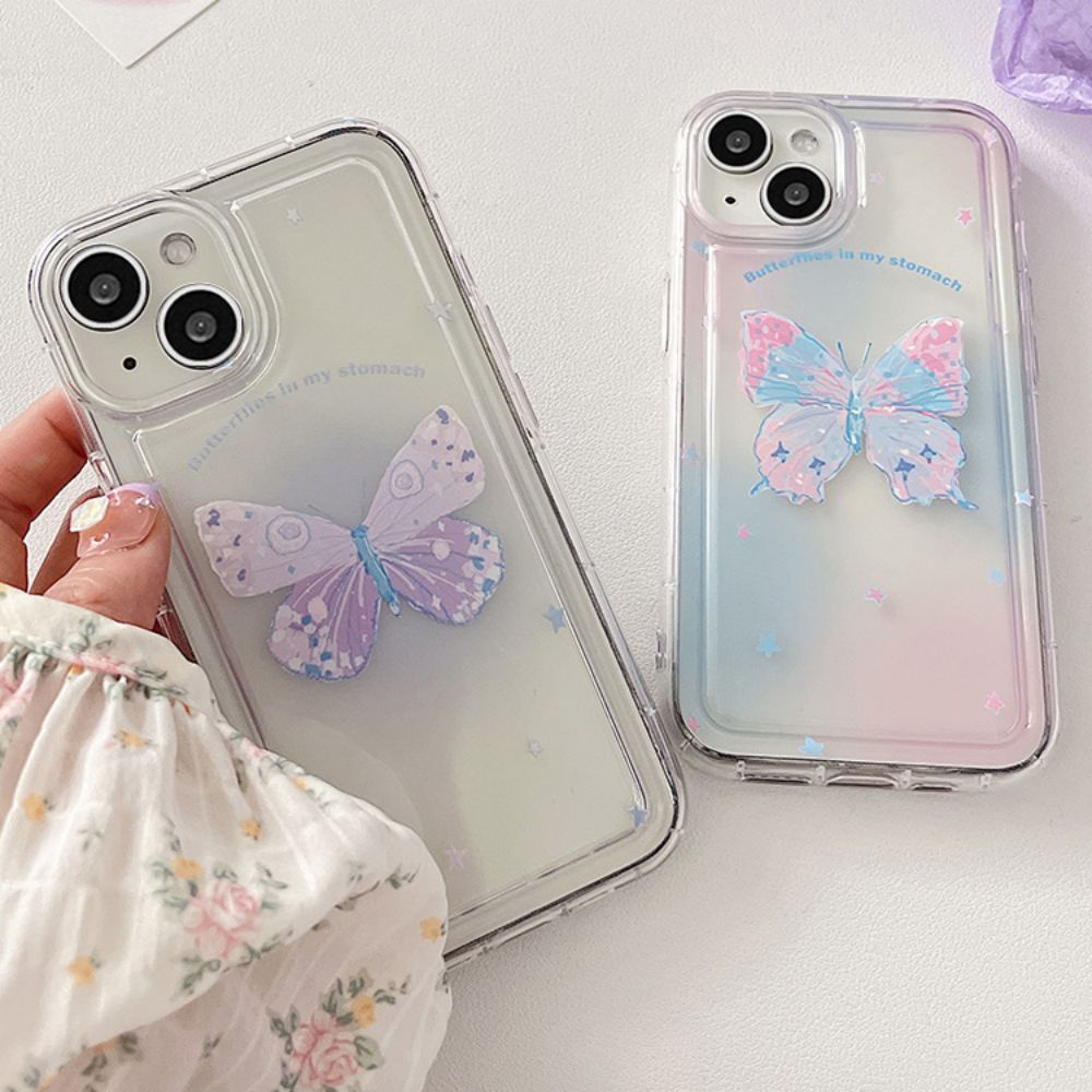 Ốp Điện Thoại TPU Mềm Chống Sốc In Hình Bướm Màu Gradient Cho IPhone 14 13 12 11 Pro Max X XR 8 7 Plus