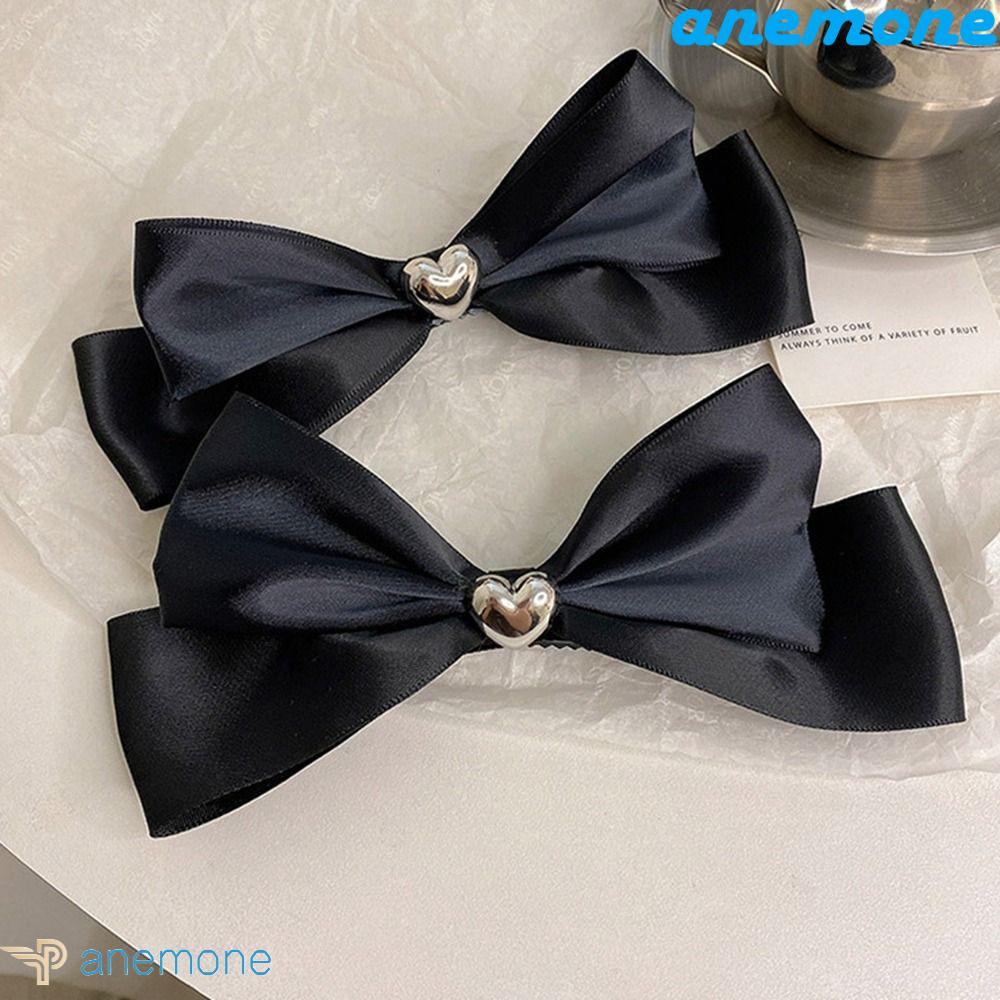 Kẹp Tóc Hình Nơ Bằng Hợp Kim Màu Đen Đơn Giản Cho Nữ