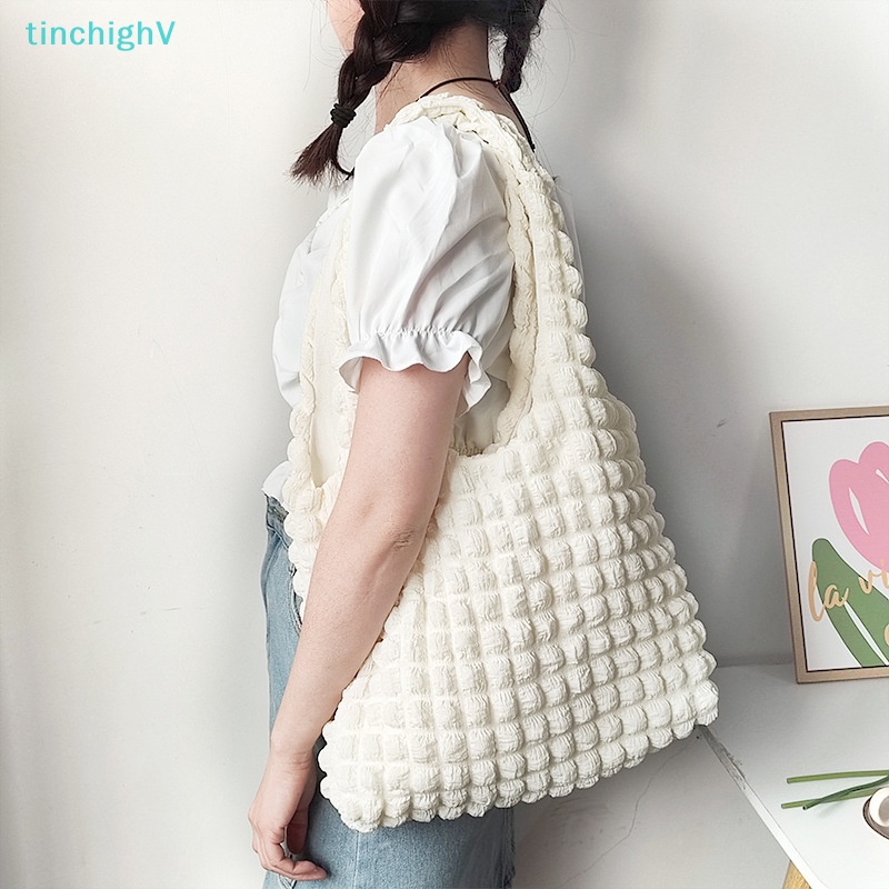 [TinchighV] Túi Xách Đeo Vai Chiffon Cỡ Lớn Kẻ Sọc Caro Trái Tim Thời Trang Hàn Quốc Ngọt Ngào Cho Nữ [Mới]