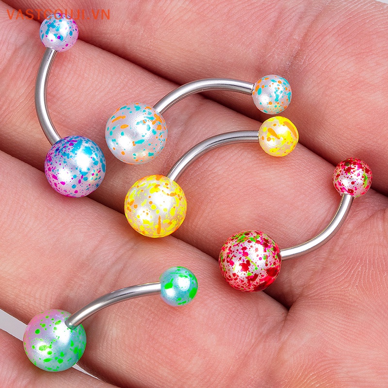 Bộ 5 Khuyên Rốn Bằng Thép Không Gỉ Nhiều Màu Sắc Gợi Cảm VASTJI