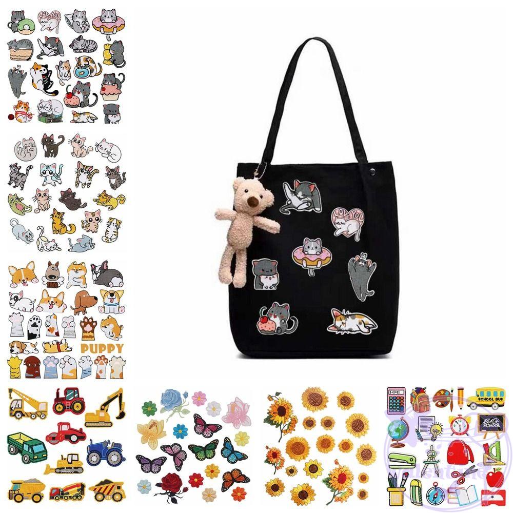 Sticker Ủi Thêu Hình Khủng Long / Mèo / Bươm Bướm Dễ Thương DIY