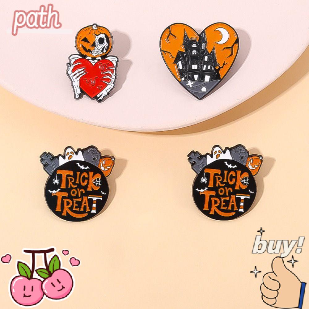 PATH Set 3 Ghim Cài Áo Hình Bộ Xương / Bí Ngô Bằng Hợp Kim 3cm Phong Cách Gothic Phổ Biến