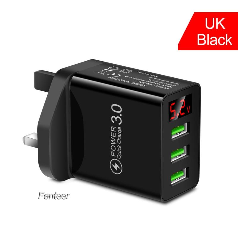 Củ Sạc Nhanh 3 Cổng Usb Có Màn Hình Kỹ Thuật Số