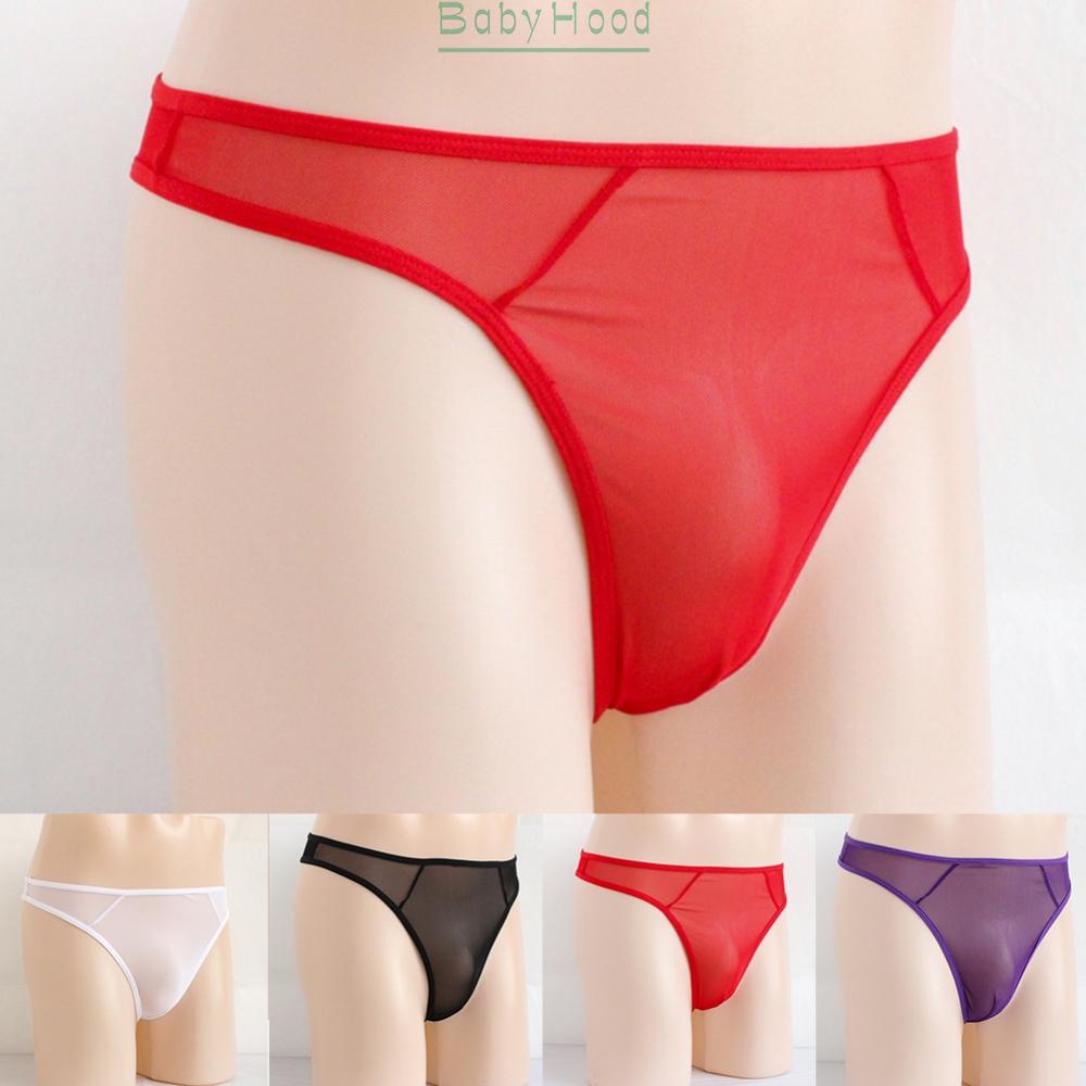 Mens Sexy String Pouch Thong G-string T-Back Thin Mesh Sheer See-Through Briefs#BBHOOD