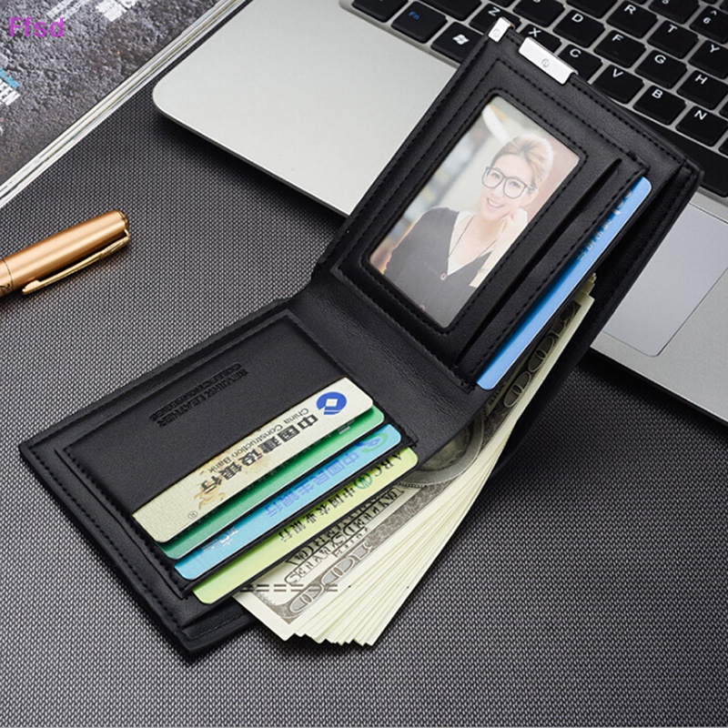 {Ffsd} Ví Da Gập Đôi Đựng Thẻ ID / Danh Thiếp Dáng Ôm Cho Nam * Bán Chạy