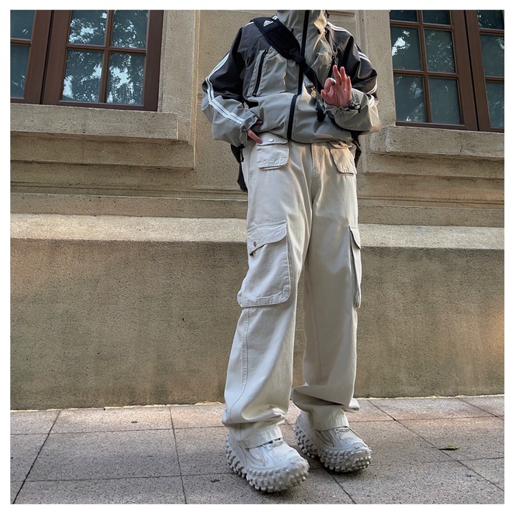 Quần Dài Dáng Rộng Nhiều Túi Cá Tính Năng Động Phong Cách Hip-Hop Cho Nam Nữ