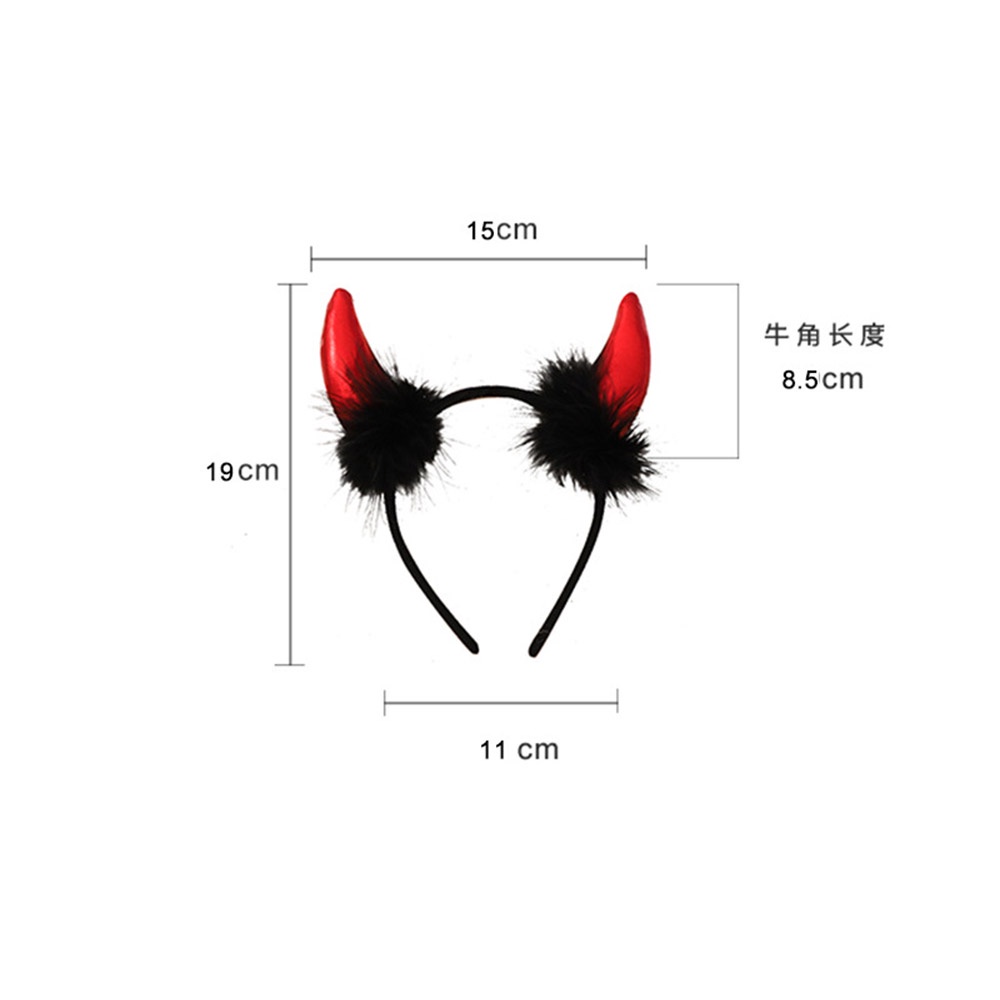 Băng Đô Cài Tóc Hình Tai Bò Sữa Màu Đỏ Đen Phong Cách Gothic Hóa Trang Halloween Cho Nữ