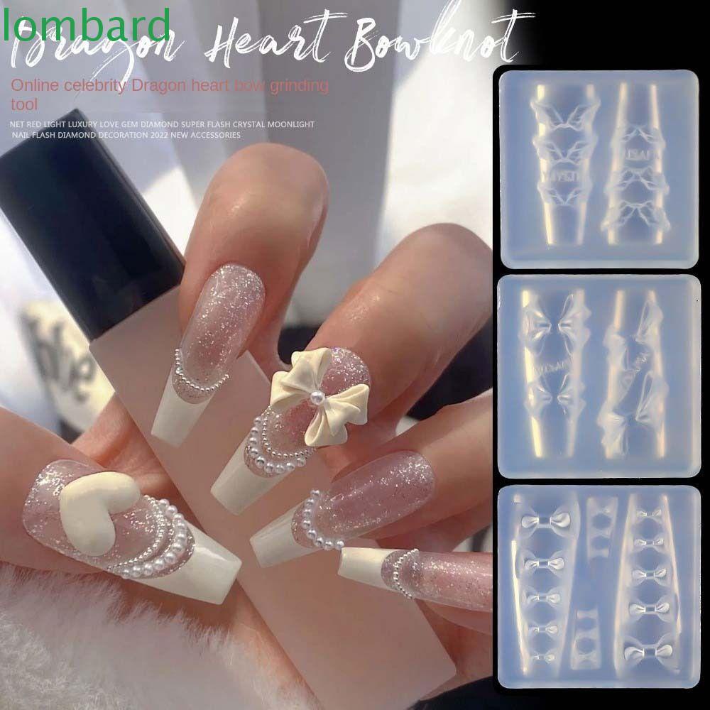 LOMBARD Khuôn In Trang Trí Móng Tay Nghệ Thuật Hình Nơ Xinh Xắn