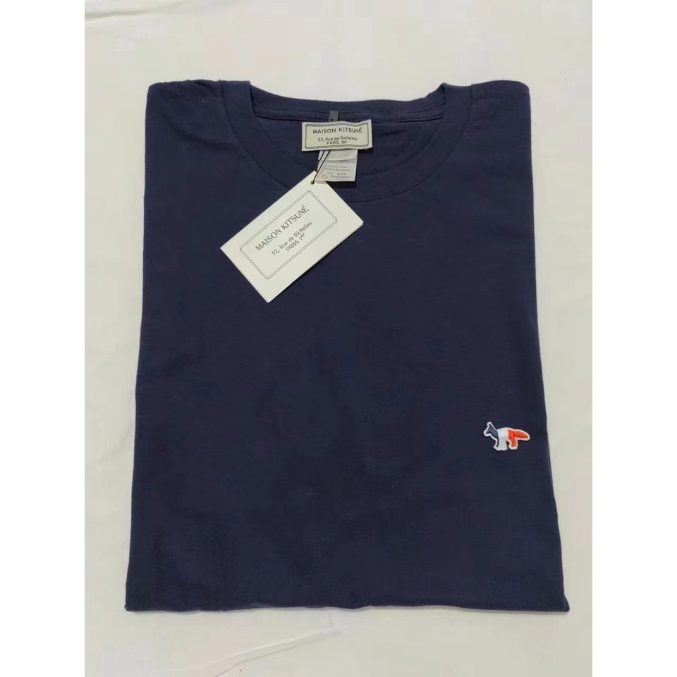 Áo Thun Ngắn Tay Thêu Hình Cáo Ba Màu Sắc Thời Trang Unisex