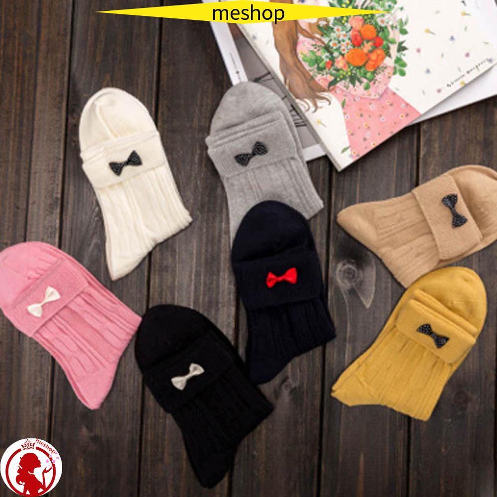 ME Tất MềM Giữ ẤM Thêu HìNh Nơ Xinh XắN