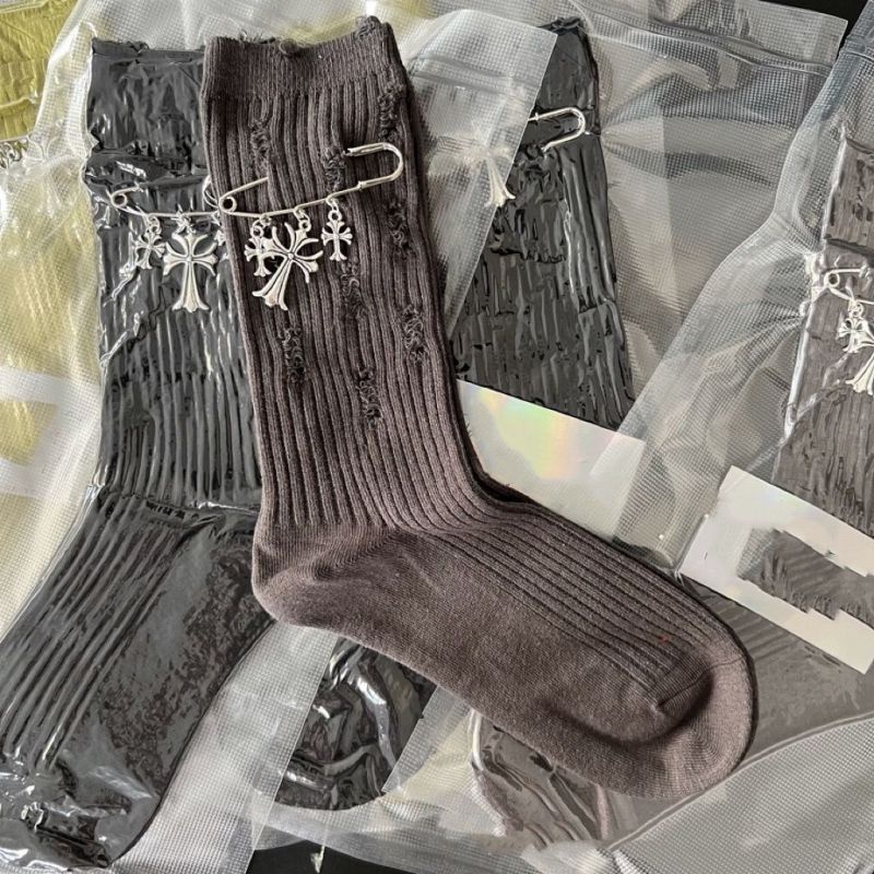 Set 4 Đôi Vớ Cổ Cao Phối Rách Có Thể Tháo Rời Phong Cách Mori Thời Trang Cho Nam Và Nữ