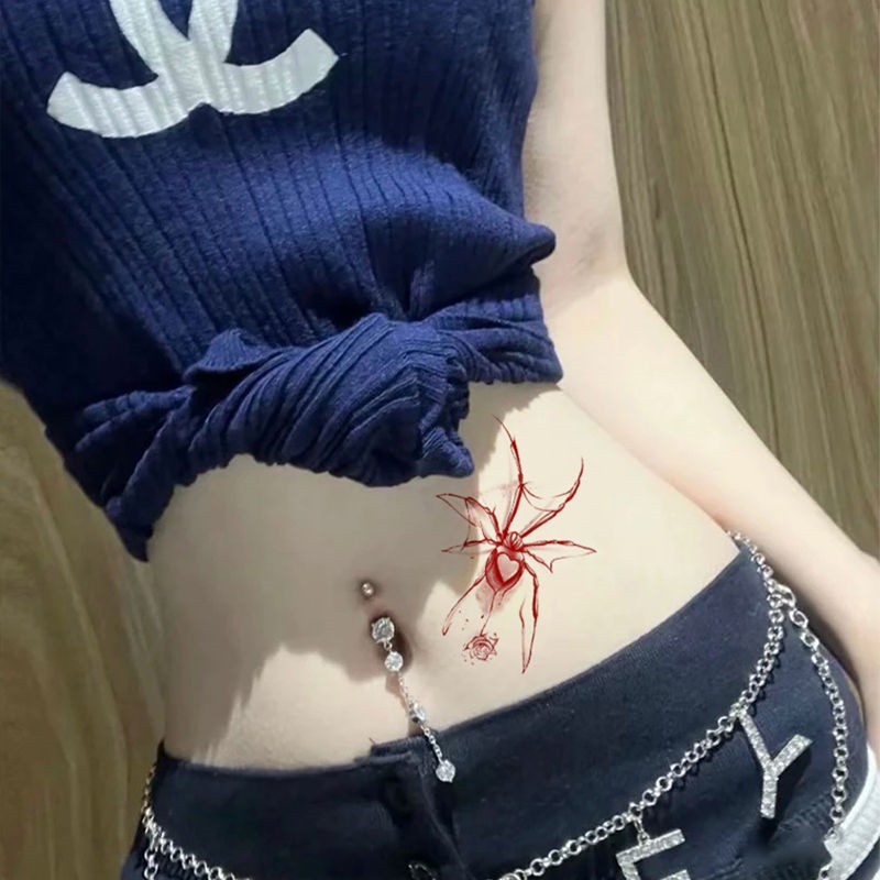 Hình Xăm Dán Tạm Thời Chống Nước Hình Nhện Đỏ