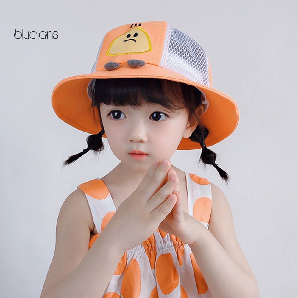 Mũ Tai Bèo Chống Nắng Phối Lưới Họa Tiết Hoạt Hình Thời Trang Mùa Hè Cho Bé
