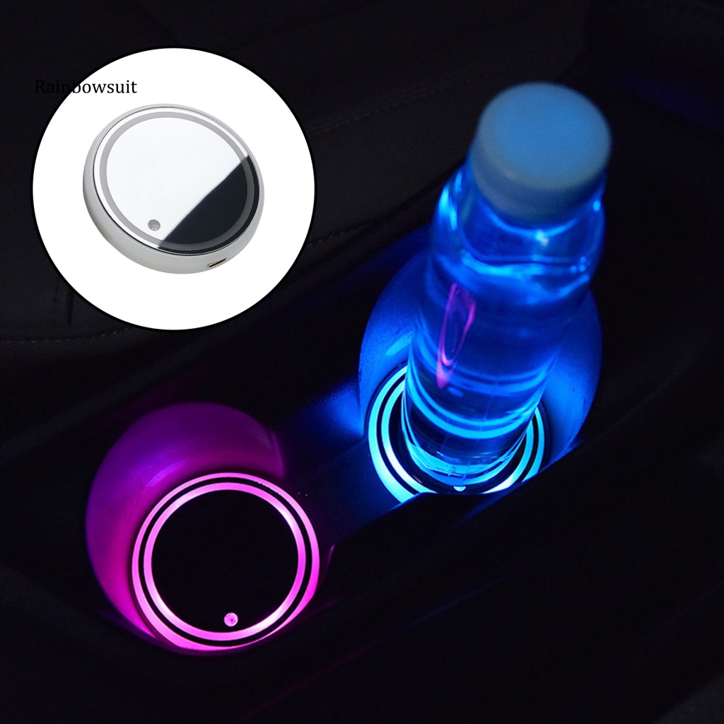 Giá Đỡ Cốc Nước Có Đèn LED Nhiều Màu Chống Trượt USB Cho Xe Hơi