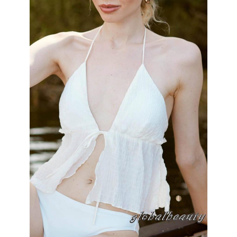 Áo Dây Cổ Chữ V Thời Trang Mùa Hè Quyến Rũ Cho Nữ