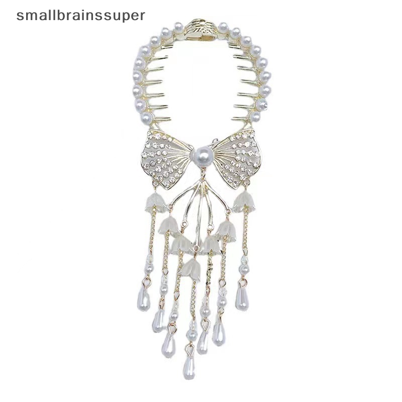 Kẹp Tóc Càng Cua Đính Nơ Phối Tua Rua Phong Cách Retro Hàn Quốc Cho Nữ