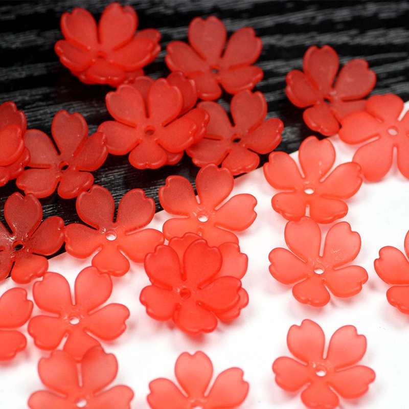 Set 100 Hạt Xỏ Lỗ Hình Hoa Anh Đào Bằng Nhựa Acrylic 15mm Dùng Làm Trang Sức DIY