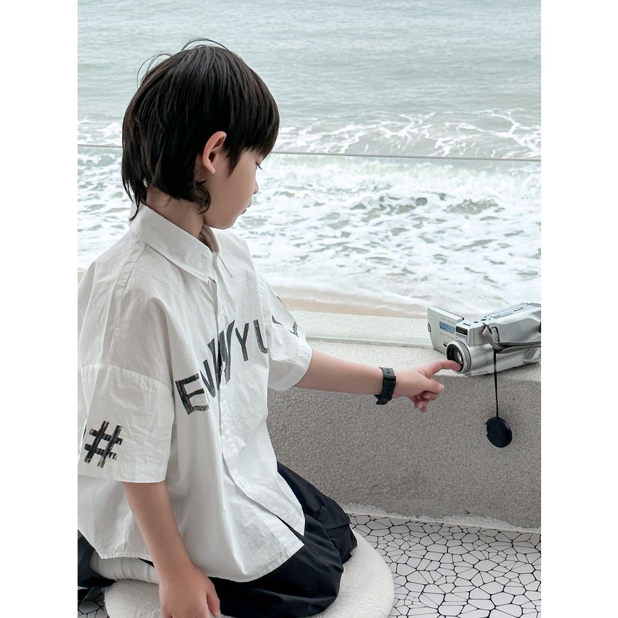 Áo Sơ Mi Tay Ngắn Thời Trang Mùa Hè Mới 2023 Dành Cho Bé Trai