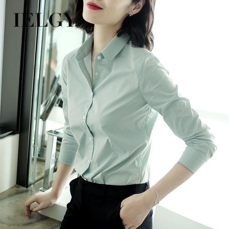 Áo Sơ Mi Tay Dài Màu Trơn Dáng Ôm Thời Trang Dành Cho Nữ