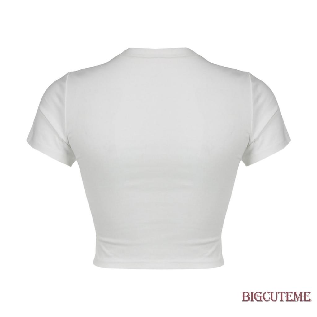 Áo Thun Croptop Tay Ngắn Cổ Tròn In Hình Ngôi Sao Thời Trang Mùa Hè Xinh Xắn Cho Nữ