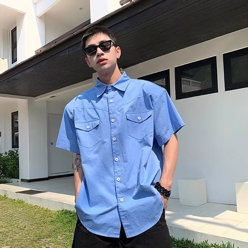Áo Sơ Mi Tay Lửng Dáng Rộng Thời Trang Mùa Hè Dành Cho Nam