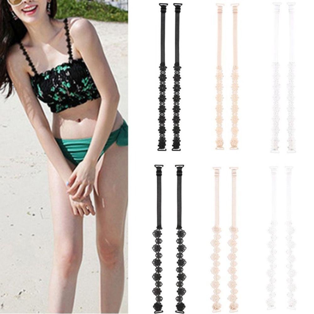 KENT1 Set 3 Cặp Dây Áo Ngực Co Giãn Bằng Cao Su Mềm Chống Trượt Phối Ren Hoa Dành Cho Nữ