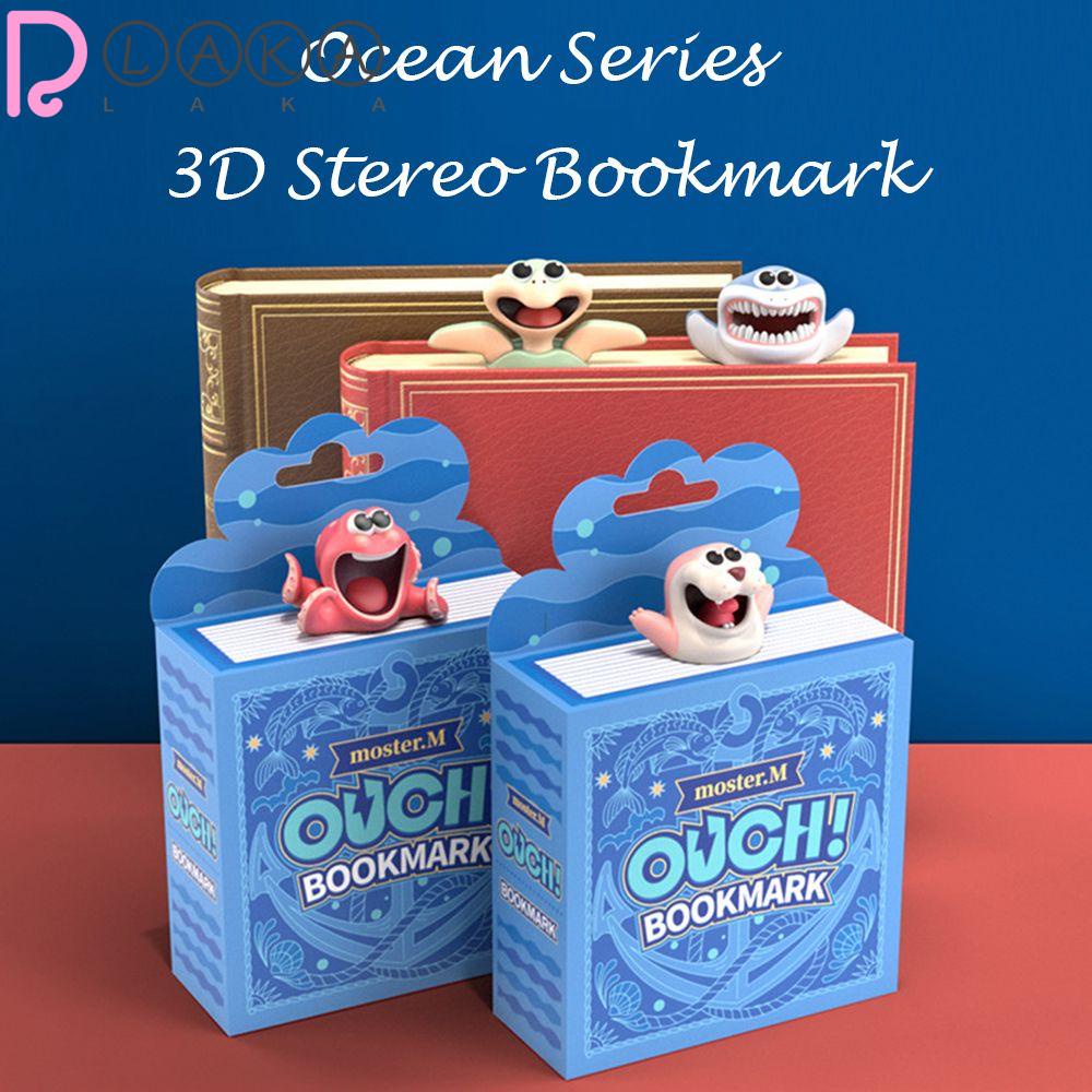 LAKAMIER Thẻ Đánh Dấu Trang Sách 3D Hình Mèo Biển Bằng Nhựa PVC Sáng Tạo