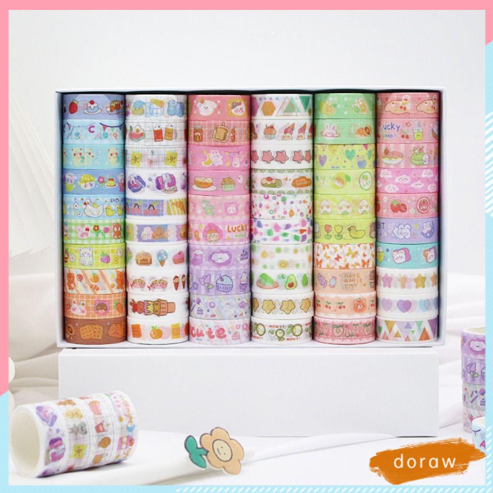 DORAW Bộ 60 Cuộn Băng Keo Washi Họa Tiết Trái Tim Sáng Tạo Chất Lượng Cao DIY