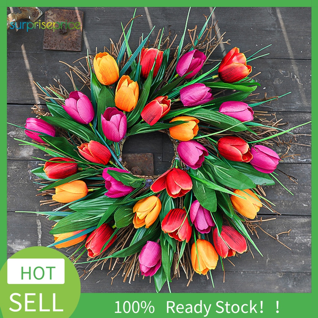 Vòng Hoa Tulip Nhân Tạo Treo Trang Trí Nhà Cửa