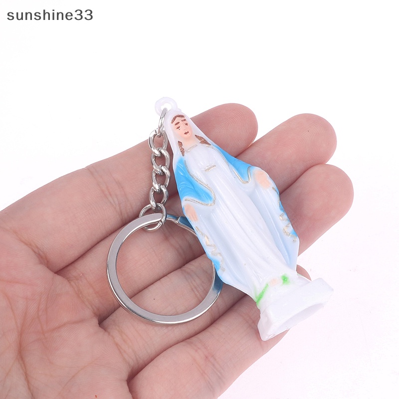 Móc Khóa Phát Sáng Xanh Dương Hình Đức Mẹ Mary Độc Đáo