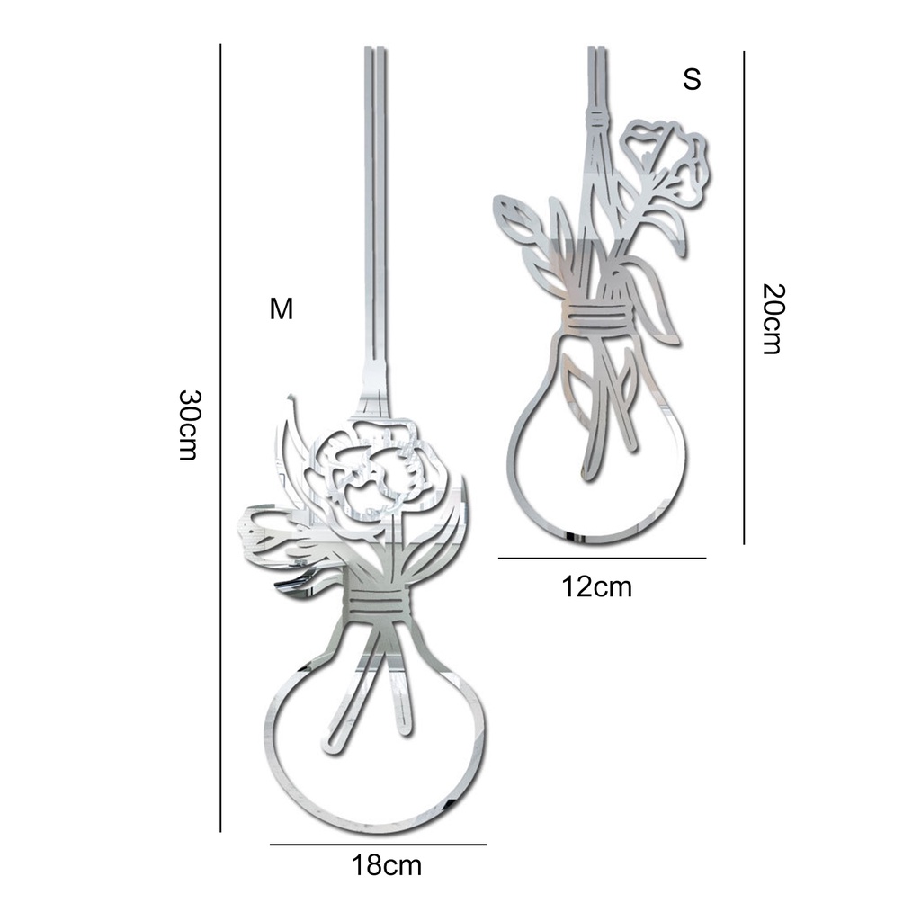 Miếng Dán Tường Trang Trí Tráng Gương Hình Bóng Đèn 3D Bằng Acrylic DIY Dành Cho Nhà Cửa