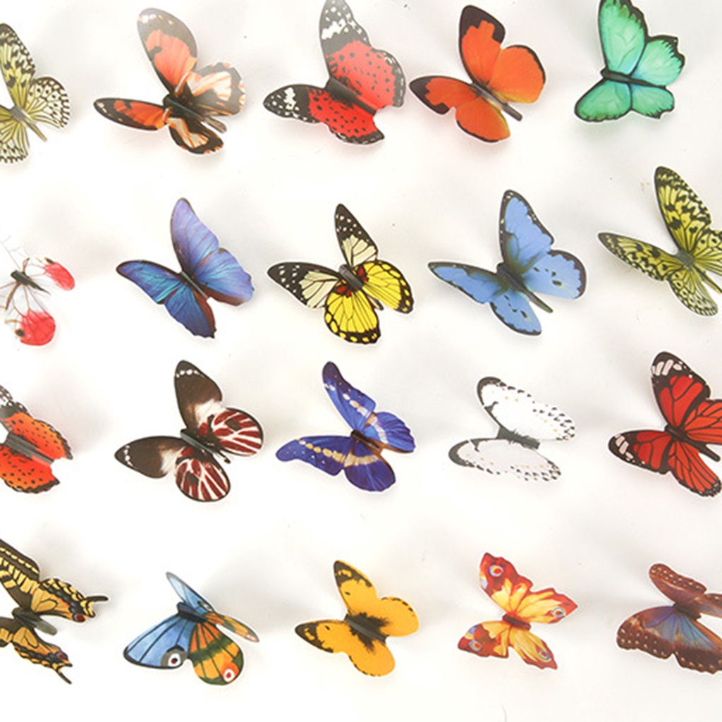 1 Tấm Hình Dán Trang Trí Tường Hình Bướm 3D Bằng PVC Chống Thấm Nước