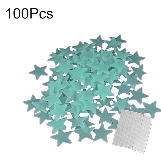 Set 100 Miếng Dán Tường Hình Ngôi Sao 3D Màu Dạ Quang Cao Cấp Dành Cho Bé