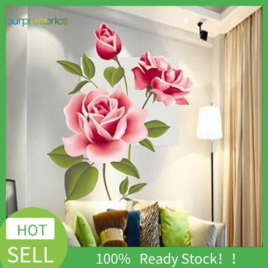 Miếng Dán Tường Trang Trí Hình Hoa Hồng DIY