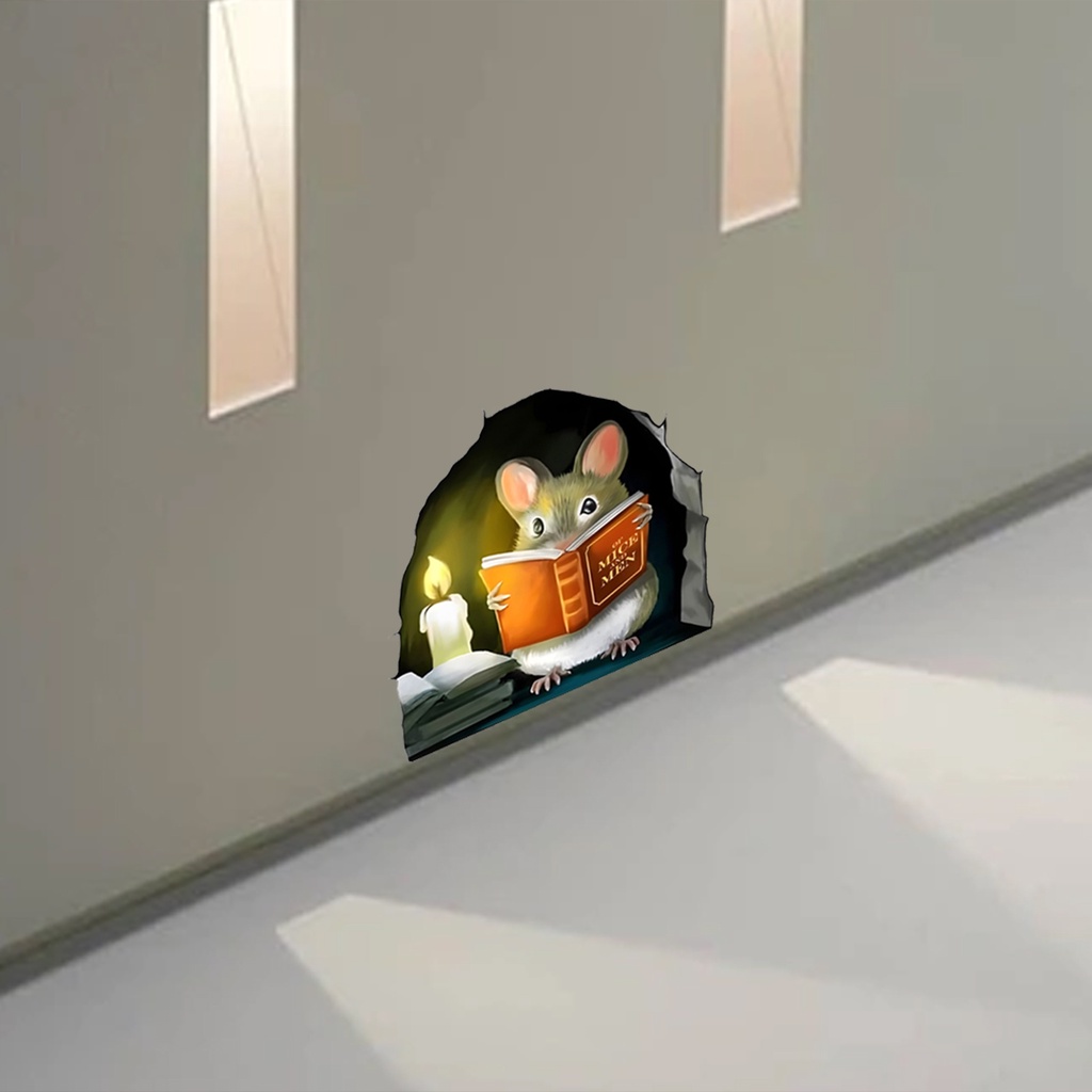 Set 3 Miếng Dán Tường Bằng PVC Chống Nước Tự Dính Hình Chuột Hoạt Hình Có Thể Tháo Gỡ Trang Trí Nhà Cửa