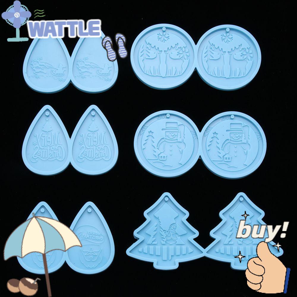 WTTLE Khuôn Silicone Làm Bông Tai Bằng Epoxy UV Hình Giáng Sinh