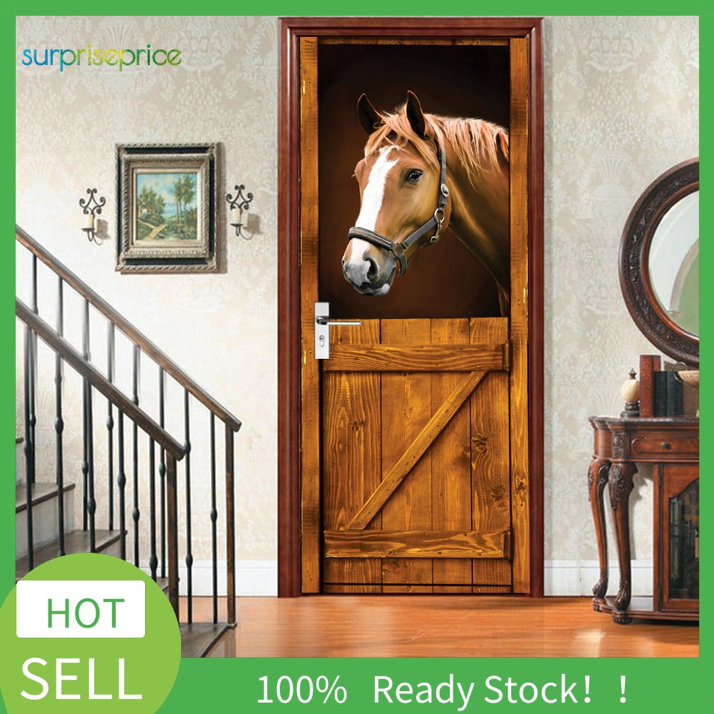 Set 2 Miếng Dán Tường Trang Trí Hình Ngựa Hiệu Ứng 3D Bằng PVC Tháo Rời Được