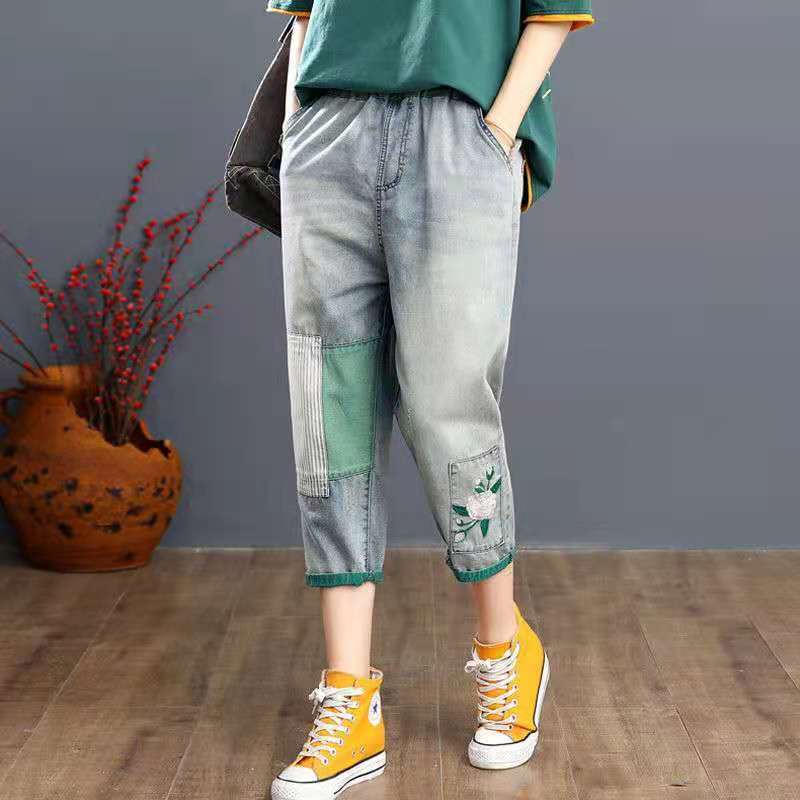 Quần Jeans Lửng Lưng Cao Thời Trang Dành Cho Nữ
