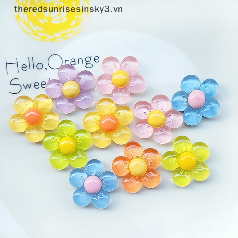 Bộ 20 Bông Hoa Nhựa Resin Trang Trí Sổ Tay Thủ Công