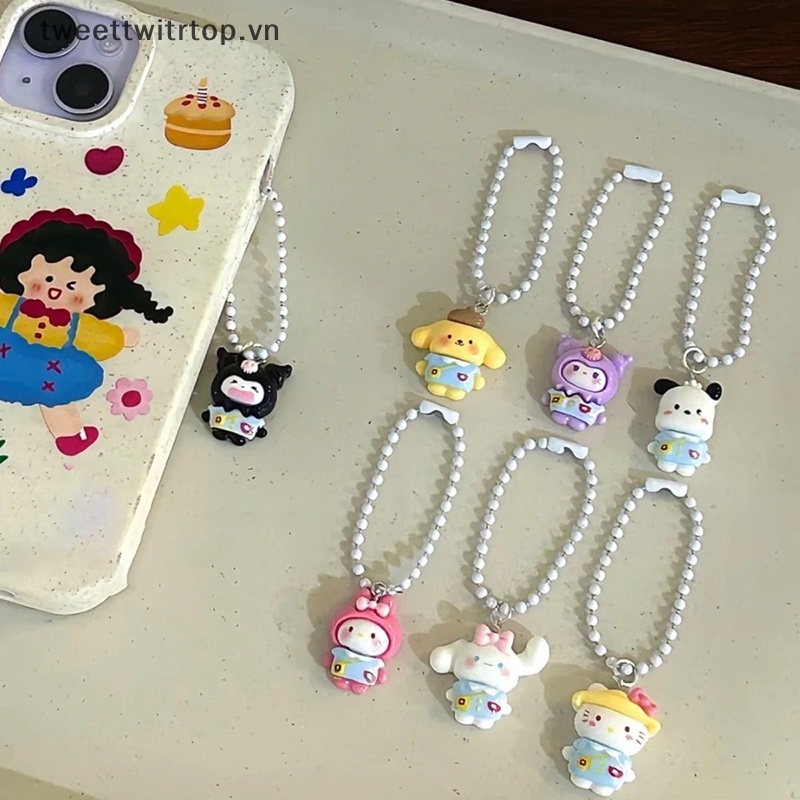 1 Móc Khóa Hình Mèo Kuromi Melody Cinnamoroll Pochacco KT Pom Pom Dễ Thương