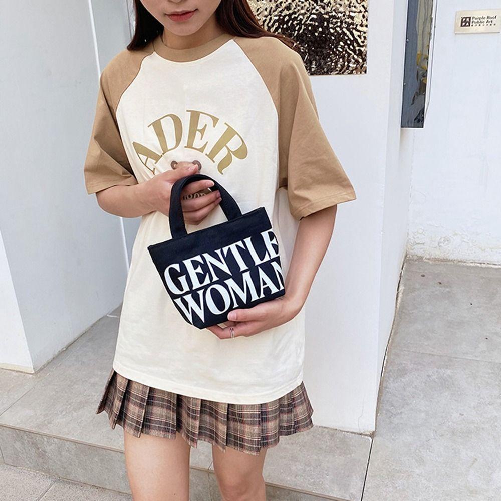 FALLFORBEAUTY Túi Đeo Chéo Mini Bằng Vải Canvas In Chữ Thời Trang Dành Cho Nữ