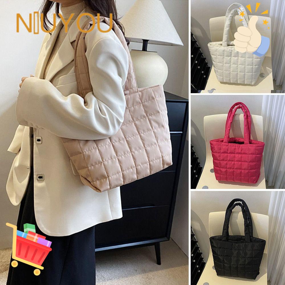 NIUYOU Túi Xách Cotton Nylon Cỡ Lớn Màu Sắc Đơn Giản Thời Trang Mùa Đông