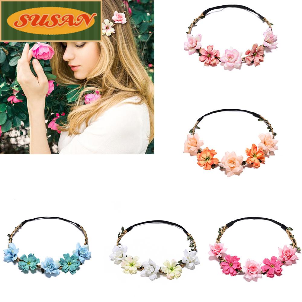 SUSANS Băng Đô Cài Tóc Bằng Lụa Họa Tiết Hoa Màu Gradient Thời Trang Cho Nữ