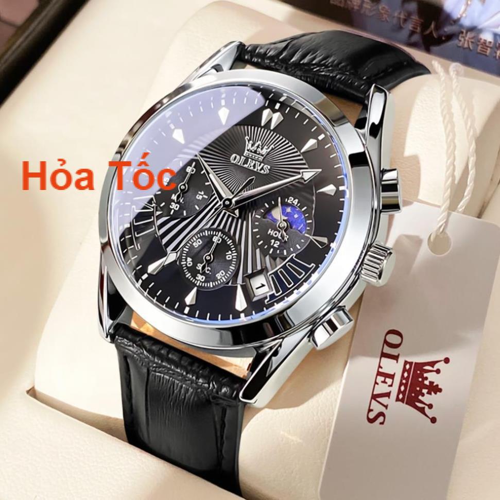 Đồng hồ nam chính hãng OLEVS 2876 dây da bò  Chống thấm nước sâu  hiệu ứng phát sáng