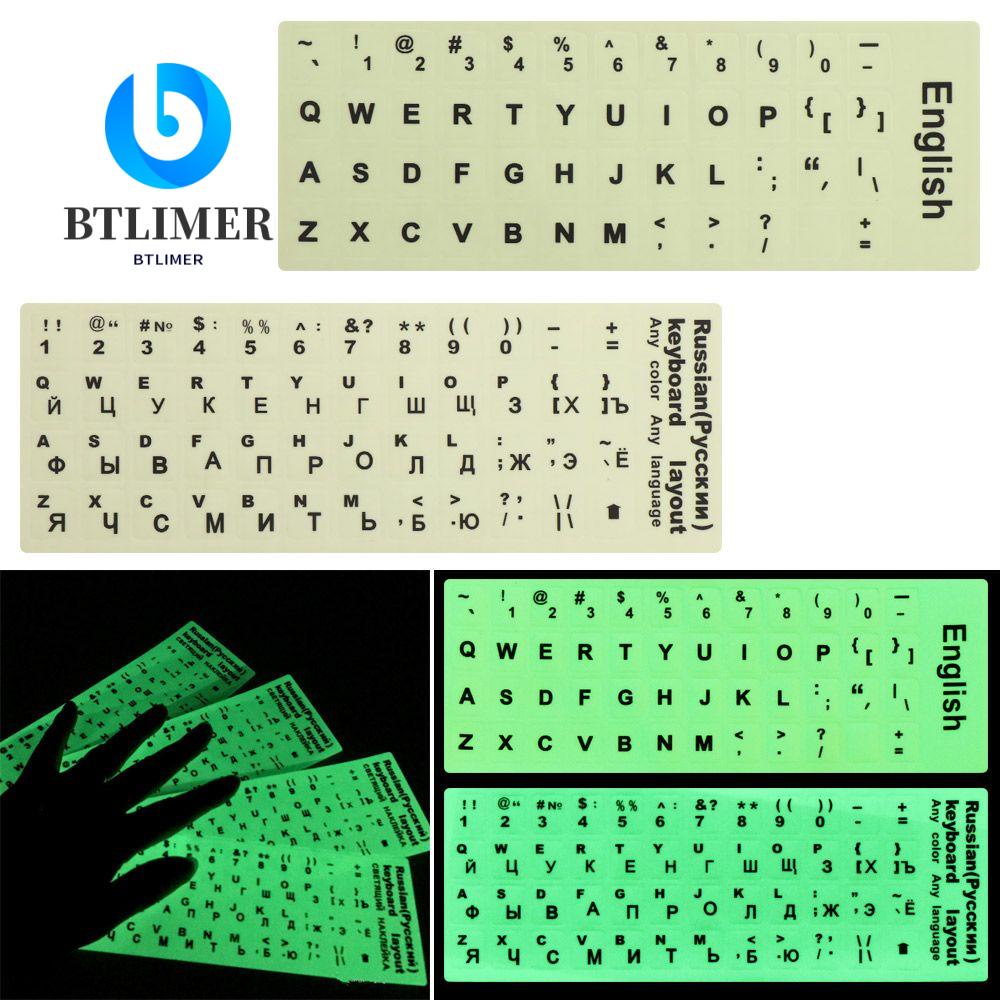 BTLIMER Miếng Dán Trang Trí Bàn Phím Chống Mòn In Chữ Tiếng Anh Dạ Quang Độc Đáo